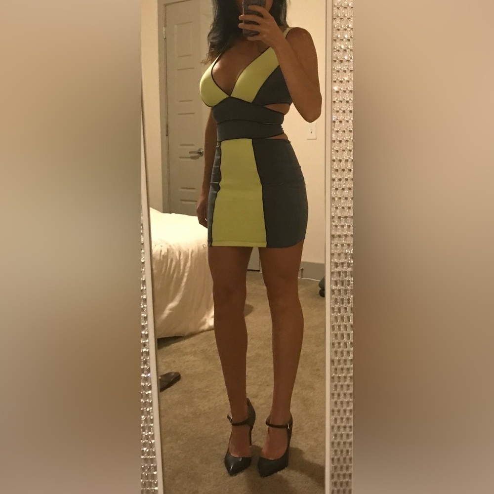 Bebe Addiction Sexy Neon Cutout Mini Dress- XS